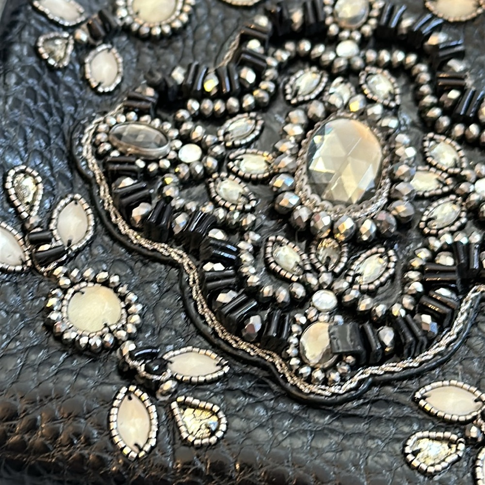 Brighton Czarina stunning jewel black patent leather combo detailed bag - Picture 15 of 17